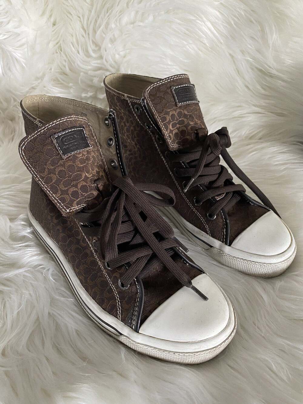 Coach Bianca High Top Womens Sneakers - Signature Logo Size 6.5 Y2K